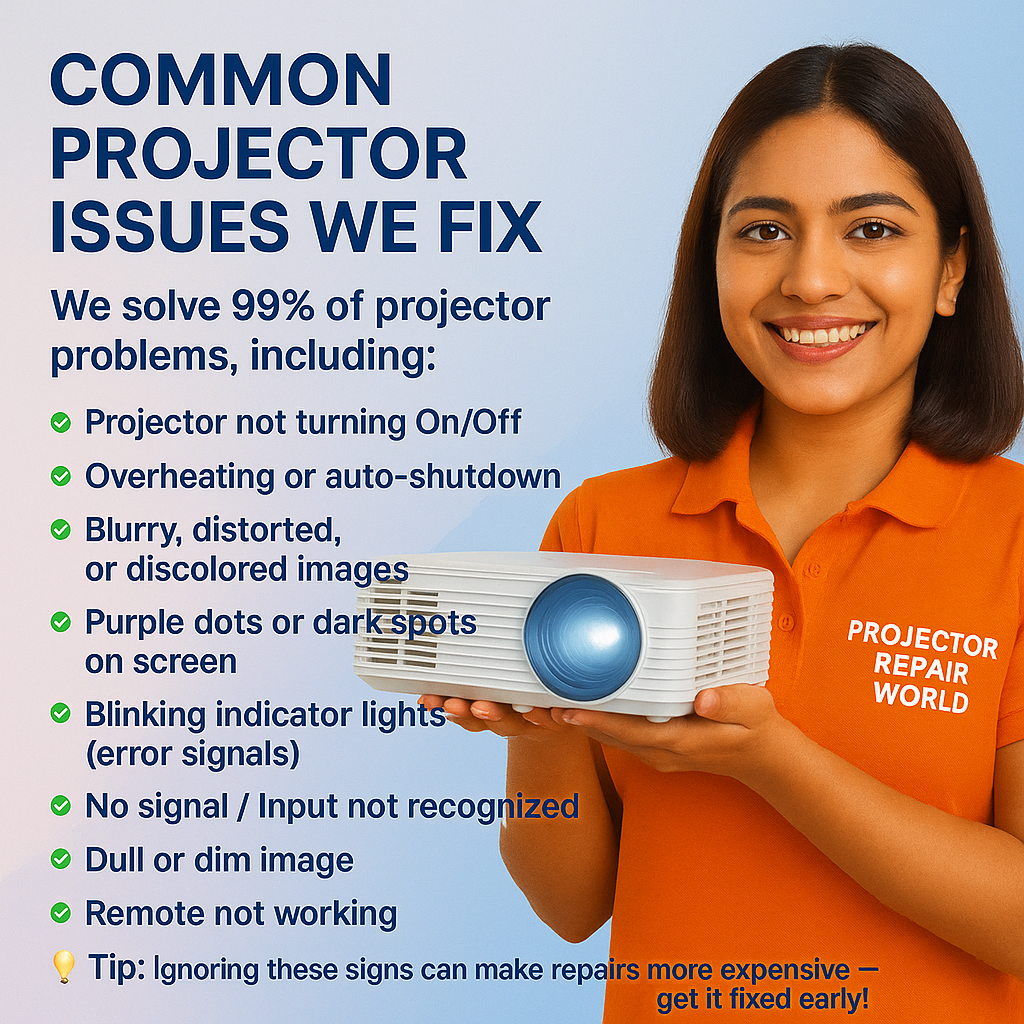 Common Projector Issues resolved by Projector Repair World Sqare Banner